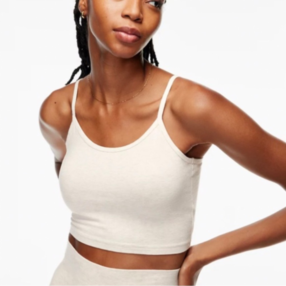 Aritzia TNA White Cropped Tank Top XS